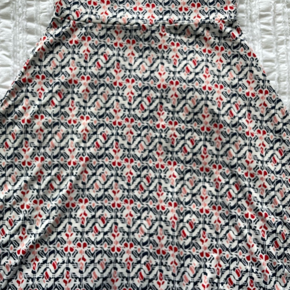 LuLaRoe Navy, Red, Pink, and White A-Line Knee Length Skirt Casual